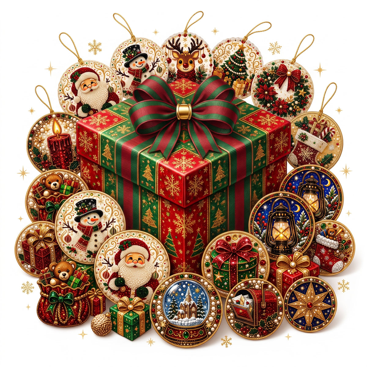 π 6-Pack DIY Christmas Tree Ornaments β¨ Wooden Diamond Painting & Rhinestone Craft Kit