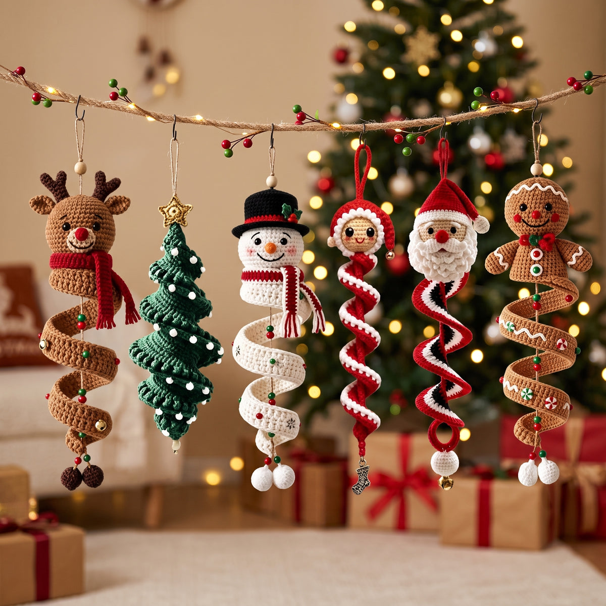 🔥3D Christmas Crafts Kit🎁Crochet Snowman Spiral Ornament DIY Kit✨