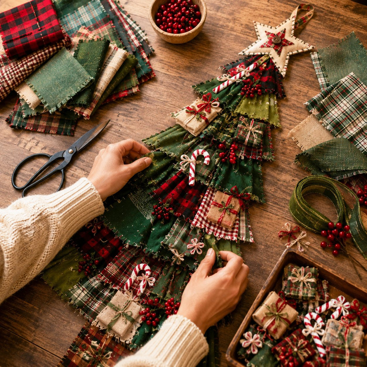 🎄 DIY Oversized Patchwork Christmas Tree Kit – Festive Handmade Door Decor 🧵✨
