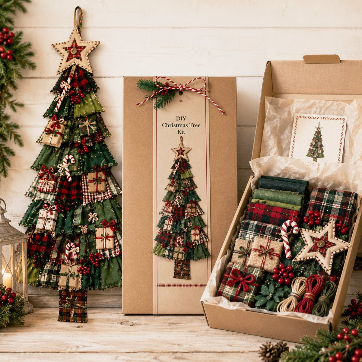 🎄 DIY Oversized Patchwork Christmas Tree Kit – Festive Handmade Door Decor 🧵✨