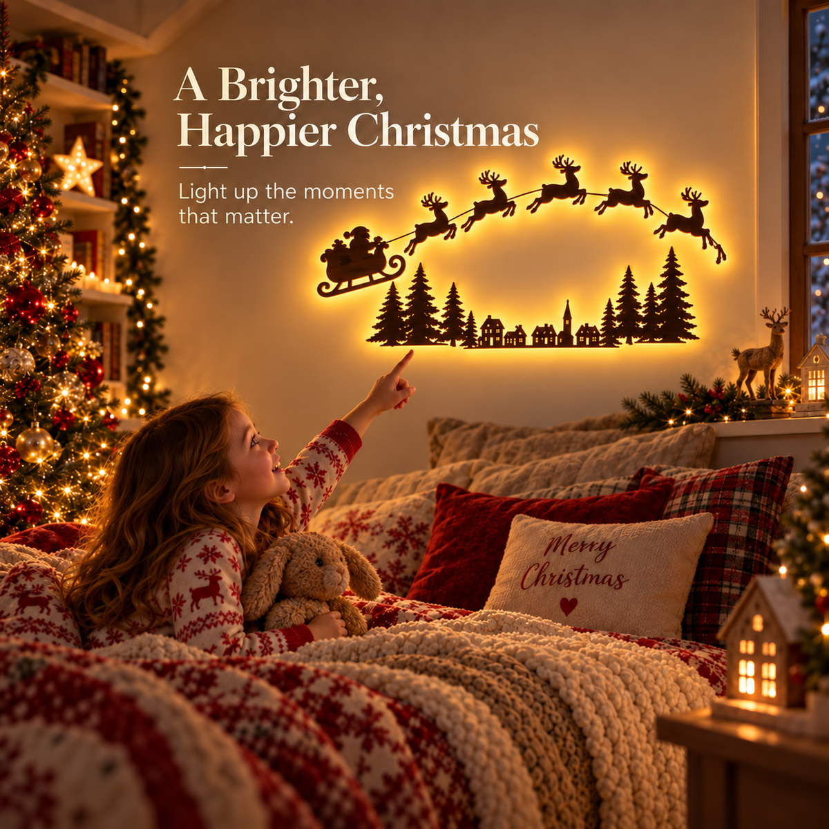 🎅🦌LED Reindeer Wall Decorations - Festive Christmas Lighting