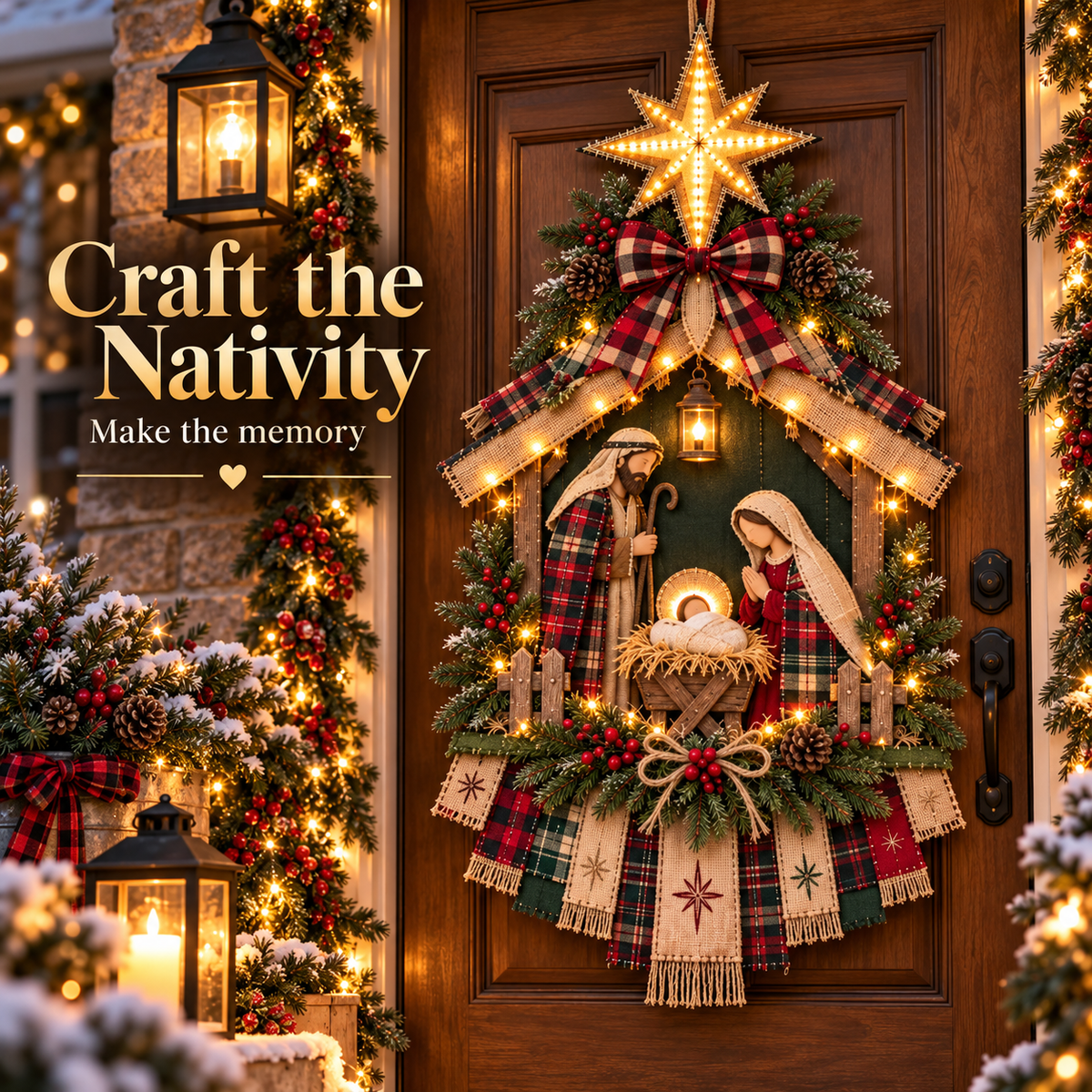 ⏳ Last Day 50% OFF – DIY Lighted Christmas Nativity Scene Door Hanging Kit 🎄