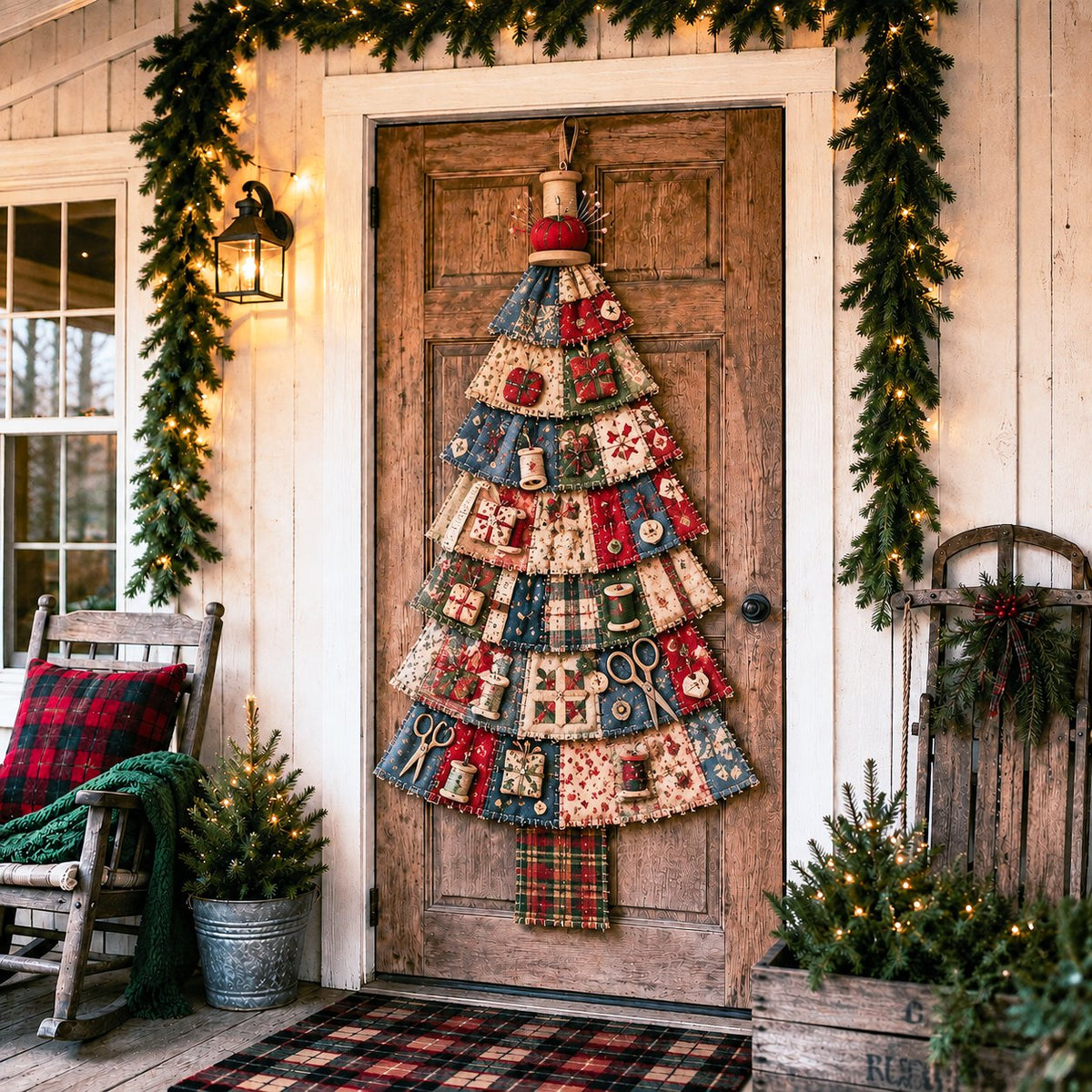 🎄 DIY Oversized Patchwork Christmas Tree Kit – Festive Handmade Door Decor 🧵✨
