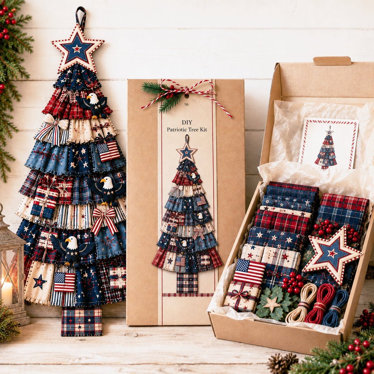 🎄 DIY Oversized Patchwork Christmas Tree Kit – Festive Handmade Door Decor 🧵✨