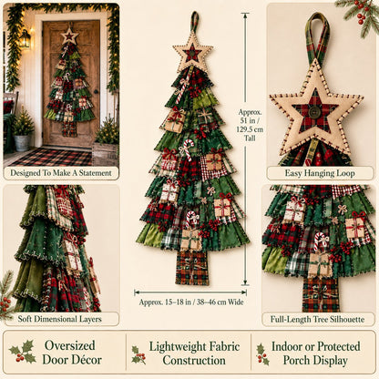 🎄 DIY Oversized Patchwork Christmas Tree Kit – Festive Handmade Door Decor 🧵✨