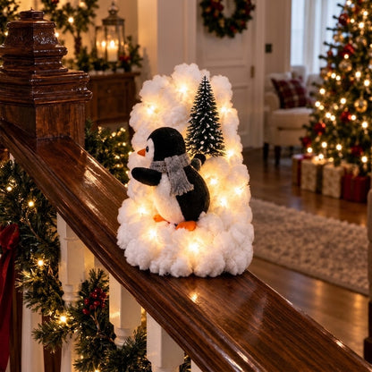 🔥Playful Penguin Snowy Stair Railing Decor
