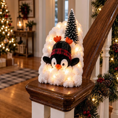 🔥Playful Penguin Snowy Stair Railing Decor