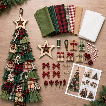 🎄 DIY Oversized Patchwork Christmas Tree Kit – Festive Handmade Door Decor 🧵✨