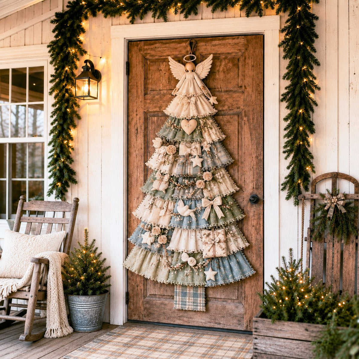 🎄 DIY Oversized Patchwork Christmas Tree Kit – Festive Handmade Door Decor 🧵✨