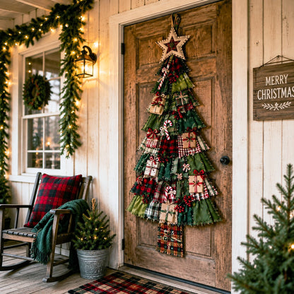 🎄 DIY Oversized Patchwork Christmas Tree Kit – Festive Handmade Door Decor 🧵✨