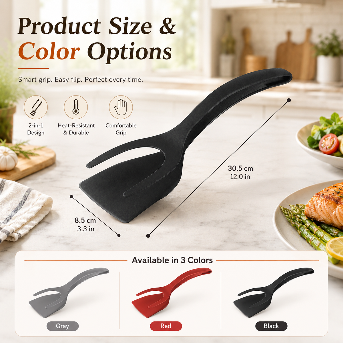 🔥 2-in-1 Flip Spatula Tongs — 50% OFF Today