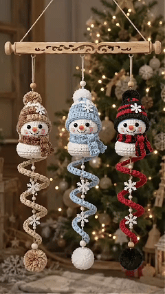 Christmas crochet ornament being made