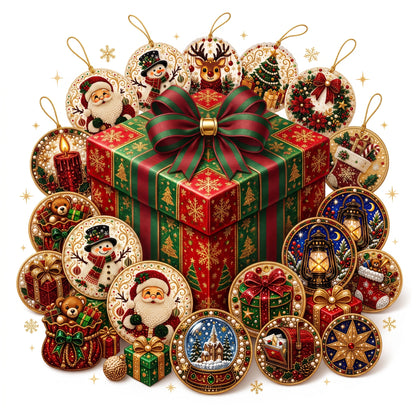 🎁 6-Pack DIY Christmas Tree Ornaments ✨ Wooden Diamond Painting & Rhinestone Craft Kit
