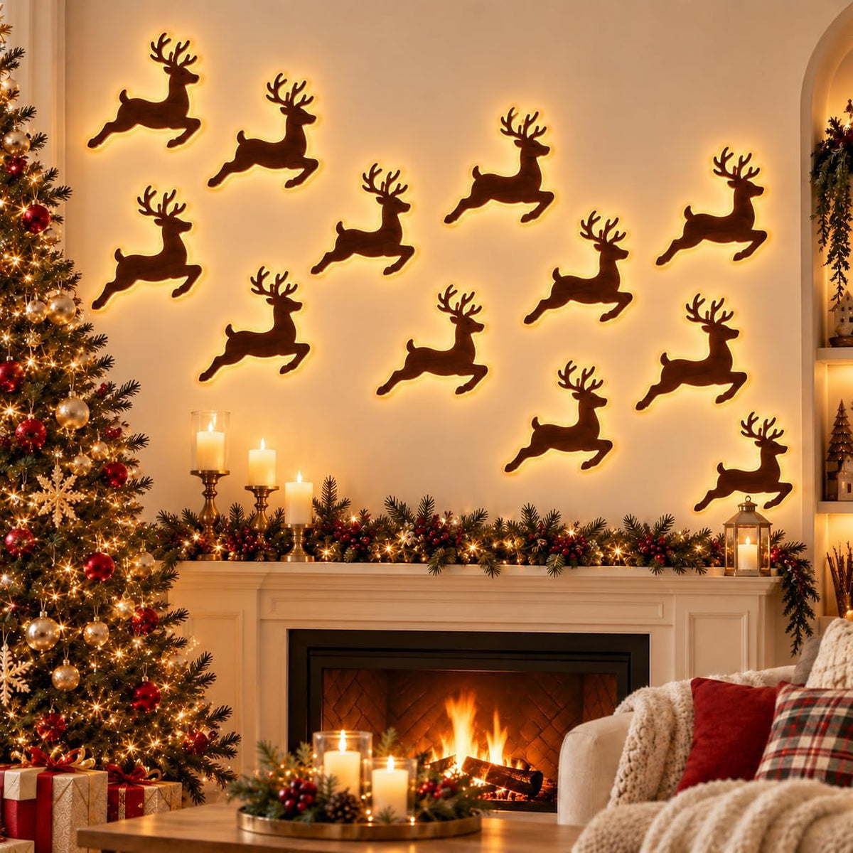 🎅🦌LED Reindeer Wall Decorations - Festive Christmas Lighting