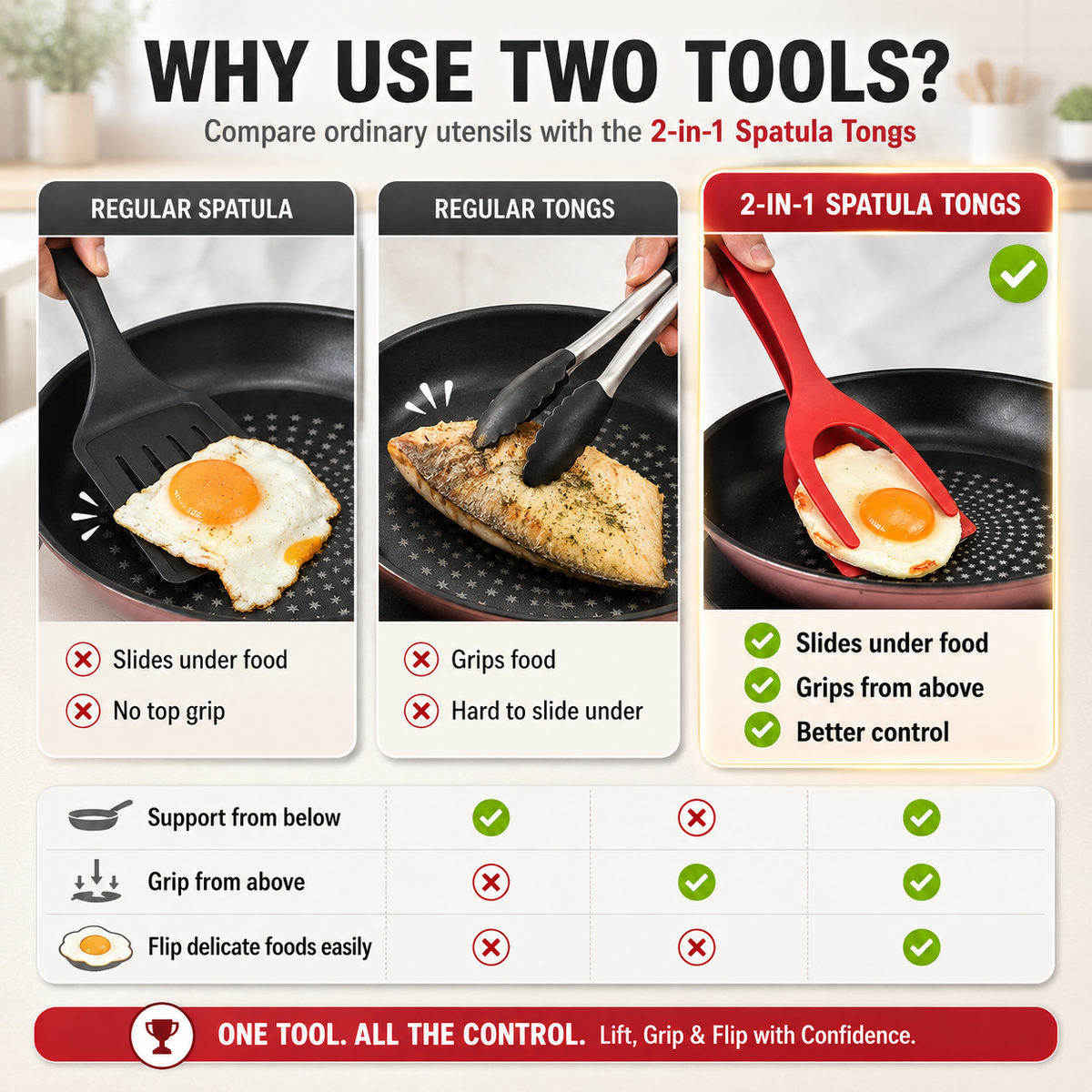 🔥 2-in-1 Flip Spatula Tongs — 50% OFF Today