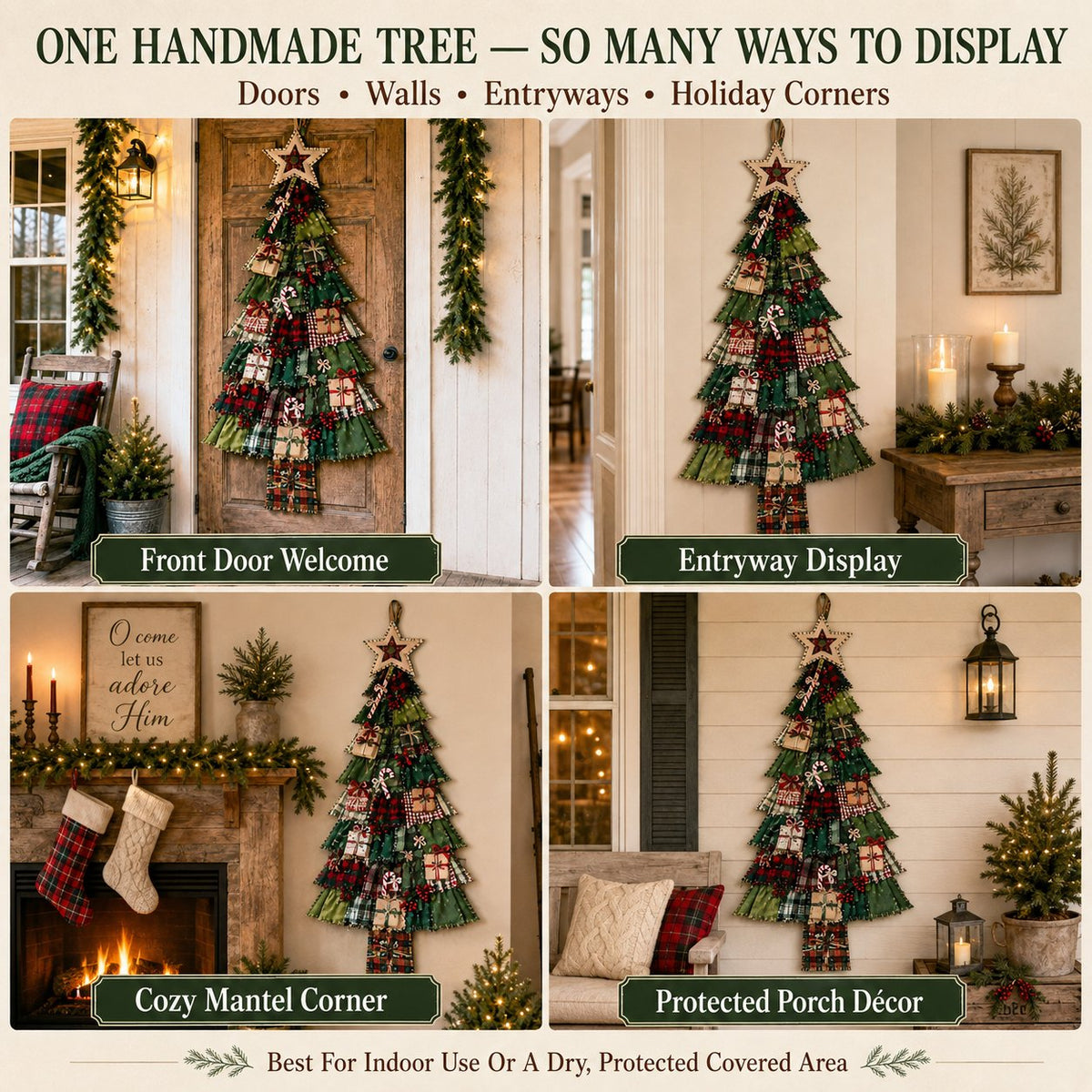 🎄 DIY Oversized Patchwork Christmas Tree Kit – Festive Handmade Door Decor 🧵✨