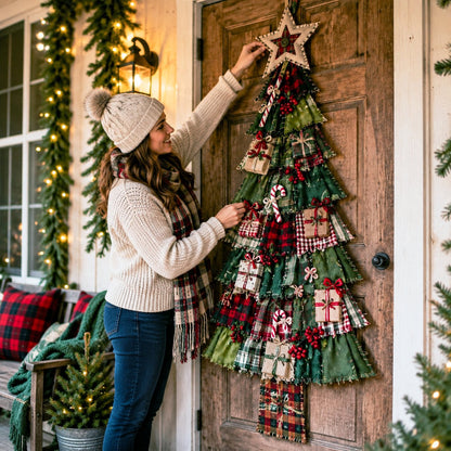 🎄 DIY Oversized Patchwork Christmas Tree Kit – Festive Handmade Door Decor 🧵✨