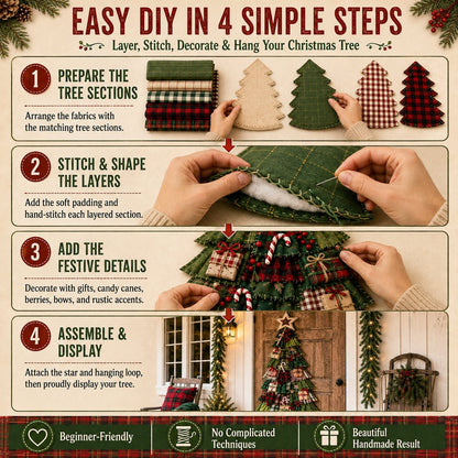 🎄 DIY Oversized Patchwork Christmas Tree Kit – Festive Handmade Door Decor 🧵✨