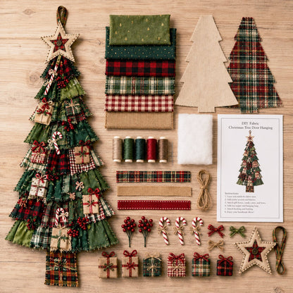 🎄 DIY Oversized Patchwork Christmas Tree Kit – Festive Handmade Door Decor 🧵✨