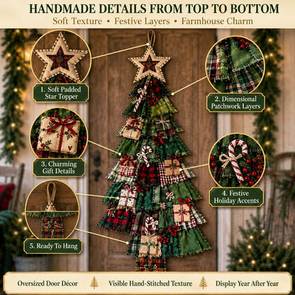 🎄 DIY Oversized Patchwork Christmas Tree Kit – Festive Handmade Door Decor 🧵✨
