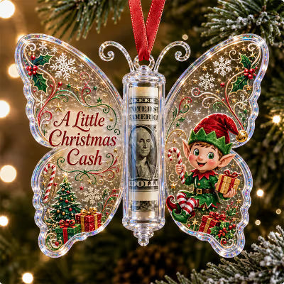 🦋 Christmas Cash Gift Butterfly Ornament – Holiday Money Holder Keepsake 💵