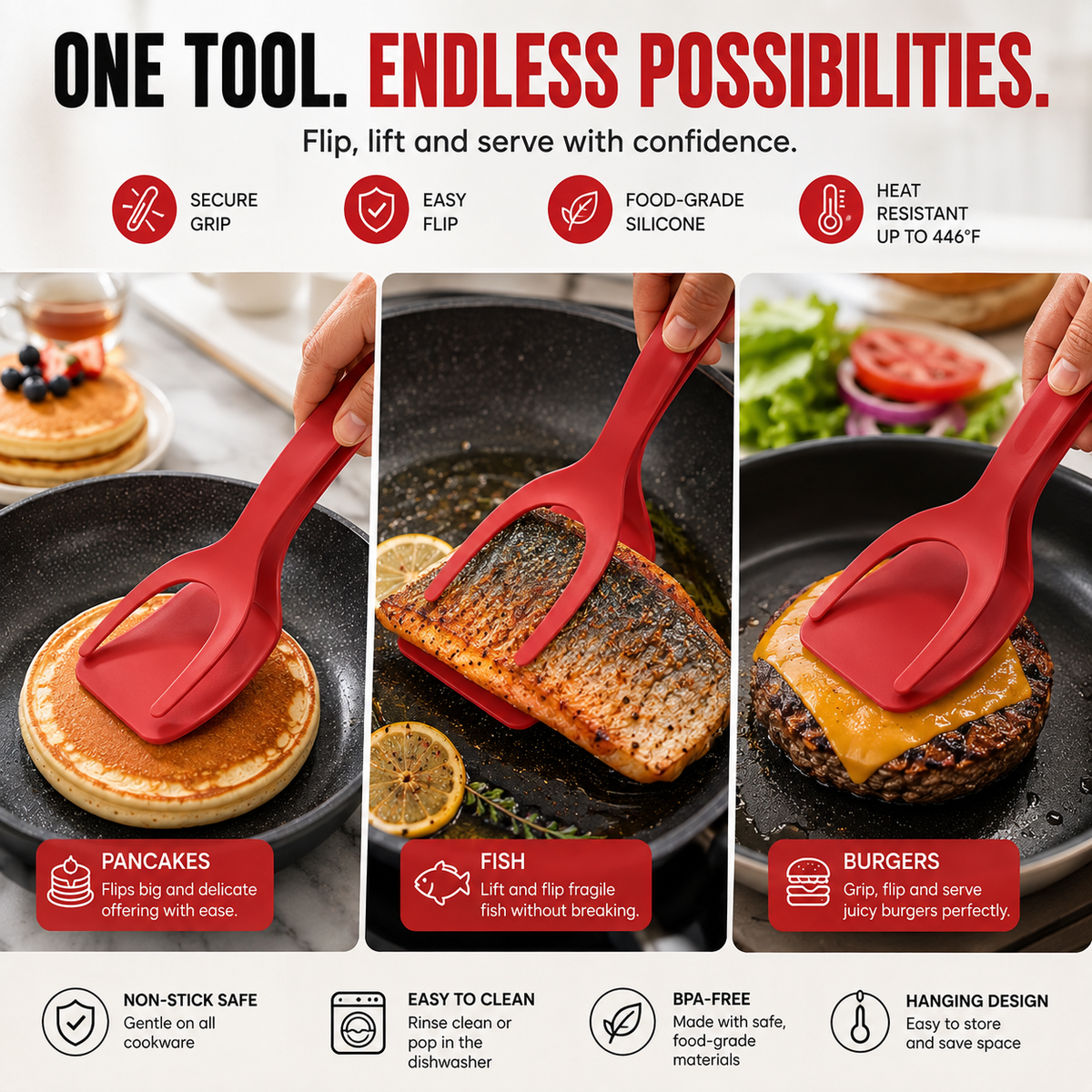🔥 2-in-1 Flip Spatula Tongs — 50% OFF Today