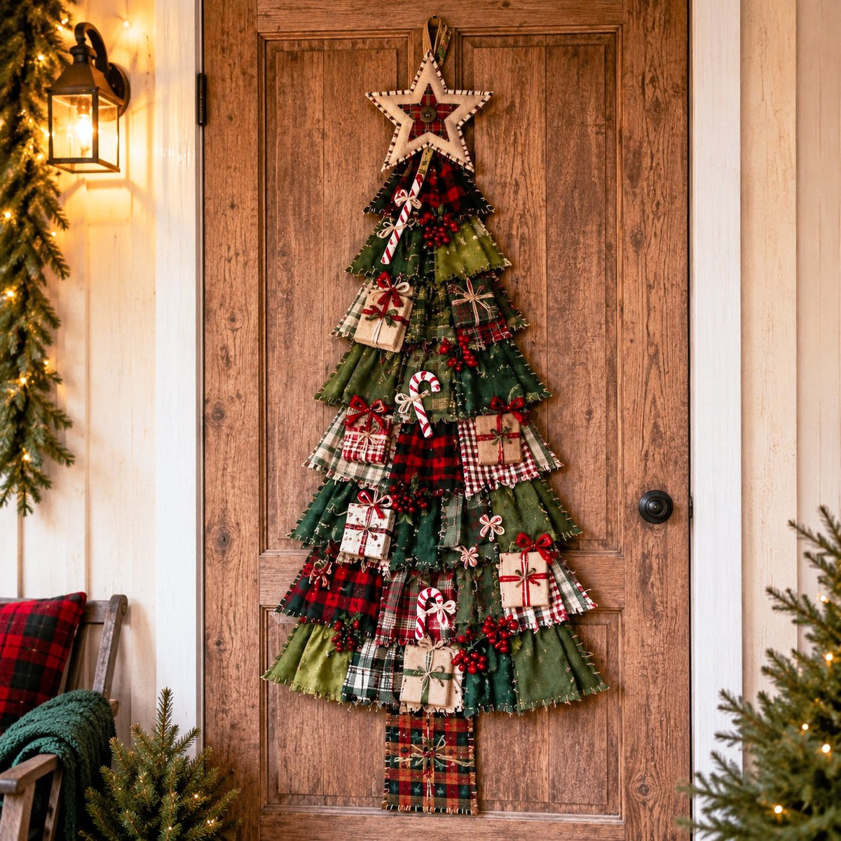 🎄 DIY Oversized Patchwork Christmas Tree Kit – Festive Handmade Door Decor 🧵✨