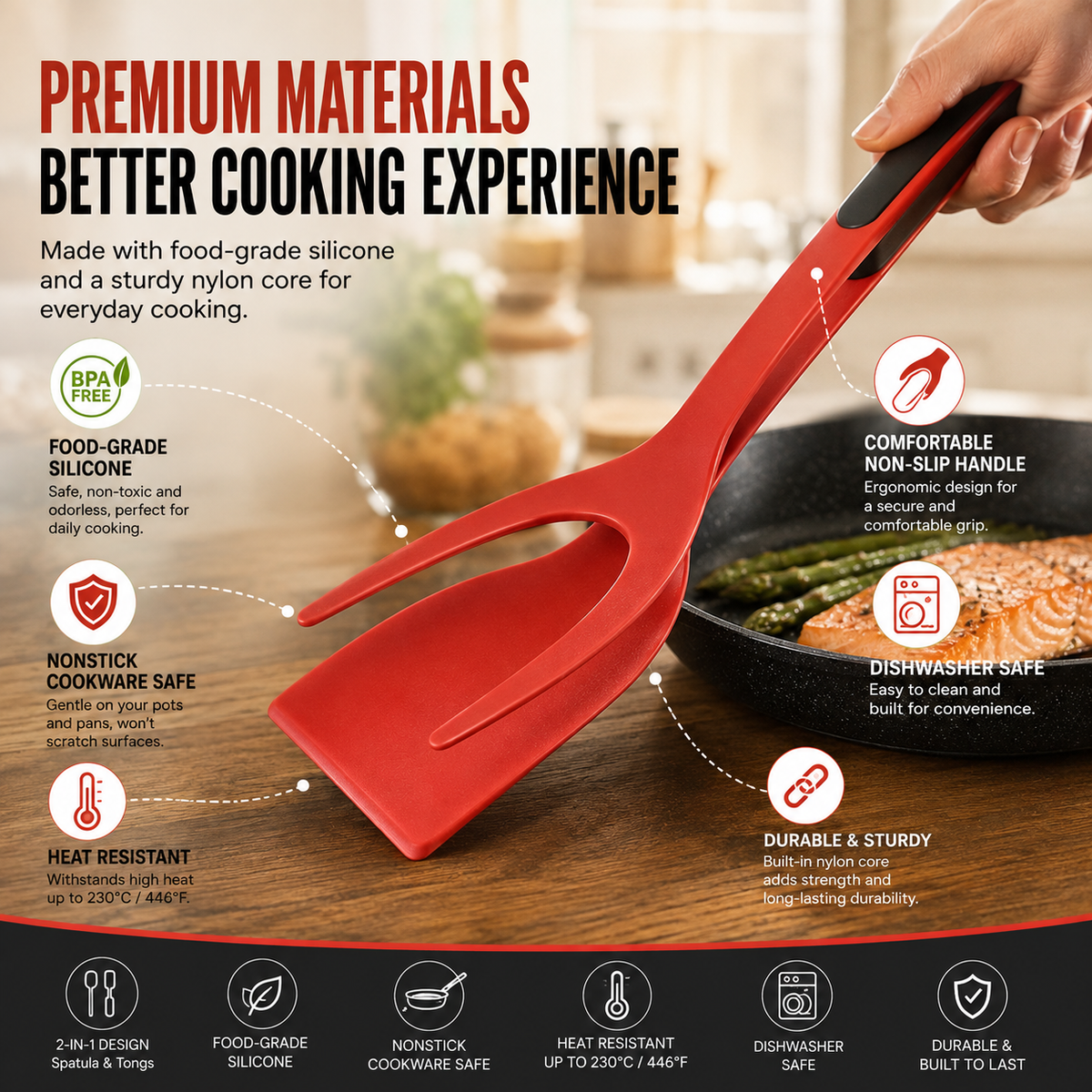 🔥 2-in-1 Flip Spatula Tongs — 50% OFF Today